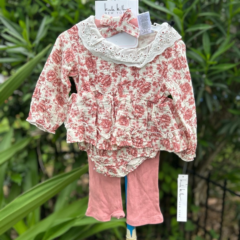 Nicole Miller Pink and Cream Kids Matching Set